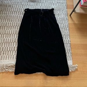 Y’s Yohji Yamamoto Vintage Navy Blue Velvet Belted Maxi Skirt